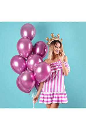 12INC Büyük Boy Aynalı Krom Balon Yüksek Kalite 10 Adet