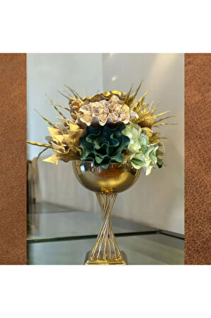 ⚜️ Luxury Gold Çiçekli Vazo ⚜️ Olimpik Aranjman Gold⚜️