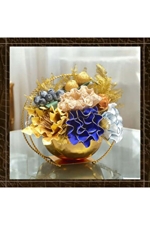 ⚜️ Luxury Gold Çiçekli Vazo ⚜️ Sepet Burgu Aranjman -Gold⚜️