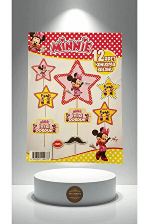 İyi ki Doğdun Mickey & Minnie Mouse Temalı 10'lu Konuşma Balonu Seti