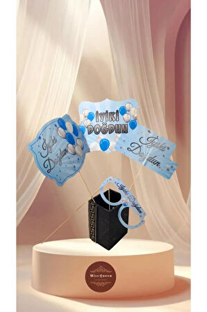 İyi ki Doğdun Temalı 10'lu Konuşma Balonu Seti MAVİ-GÜMÜŞ