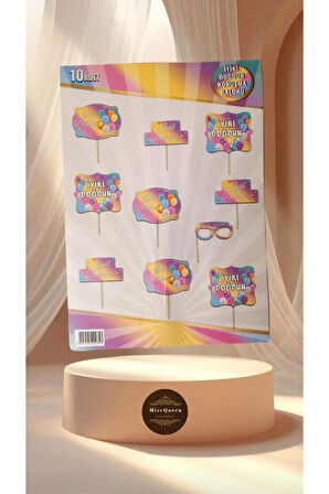 İyi ki Doğdun Temalı 10'lu Konuşma Balonu Seti RAİNBOW