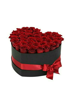 🌹Lxury Kırmızı Gül 🌹 Siyah Kalpli Kutu