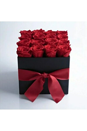 🌹Lxury Kırmızı Gül 🌹 Siyah Kare Kutu