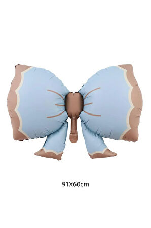 Retro Fiyonk Pastel Folyo Balon Büyük Boy Mavi 90-61 Cm
