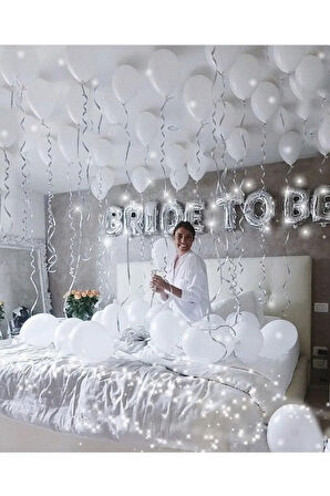 Bride To Be Yazılı Folyo Balon Konsept Gümüş Renkli Gri Bekarlığa Veda Partisi Büyük Balon