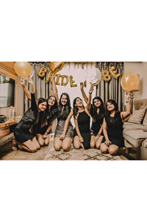 Bride To Be Yazılı Folyo Balon Konsept Gold Renkli Altın Sarısı Bekarlığa Veda Partisi Büyük Balon