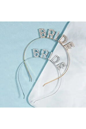 Gümüş Renk Bekarlığa Veda Kristal Taş Bride Tacı