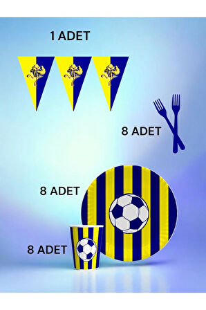 8 Kişilik Lacivert Sarı Taraftar S Paket - Doğum Günü Parti ve Eğlenceli Etkinlikler