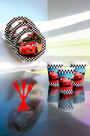8 Kişilik Cars Temalı Süper Eko Seti - Doğum Günü Parti ve Eğlenceli Etkinlikler İçin