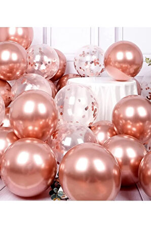 Metalik Balon ve Konfetili Balon Seti