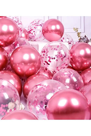Metalik Balon ve Konfetili Balon Seti