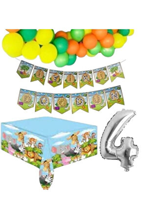 Safari 4 Yaş Doğum Günü Konsepti Süsleme Seti