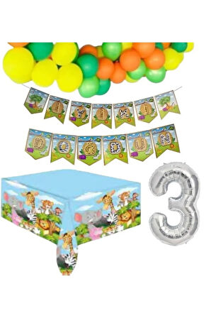 Safari 3 Yaş Doğum Günü Konsepti Süsleme Seti