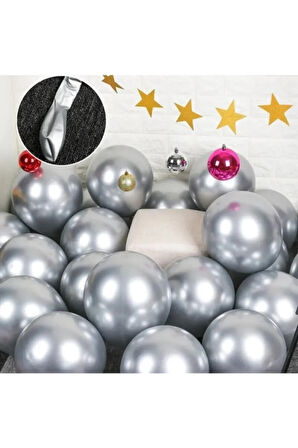 GÜmüş 1 Yaş ve Gümüş Balon Krom Balon Seti