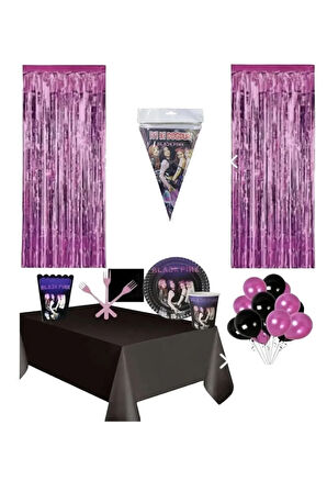 Blackpink Konseptli 8 Kişilik Doğum Günü Seti, Blackpink Dekorasyon Seti