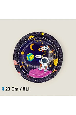 Karton Tabak 8li - Uzay Tema - 23 Cm