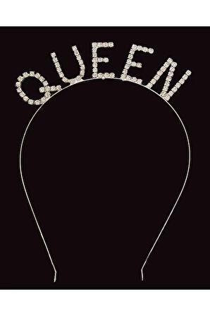Kristal Taşlı Gümüş Renk Queen Tacı Kraliçe Tacı 12x17 Cm