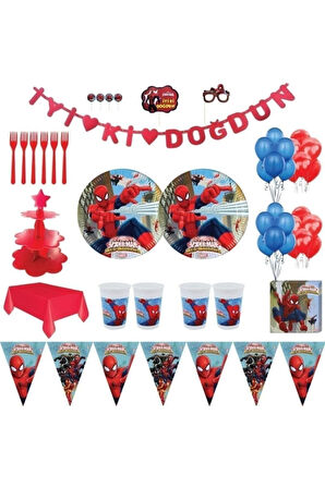 Doğum Günü Örümcek Adam Lüks Parti Seti Süs 8 Kişilik