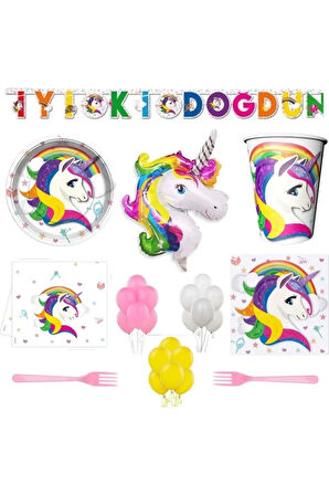 Unicorn 16 Kişilik Doğum Günü Parti Seti
