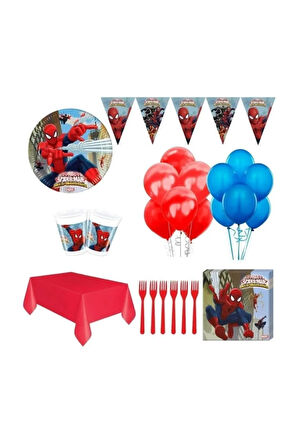 Spiderman Erkek Çocuk Spider Man Örümcek Adam Doğum Günü Konsepti Parti Malzemeleri Seti 8 Kişilik