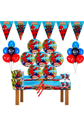 Örümcek Adam Doğum Günü Parti Malzemeleri Süsleri Seti 16 Kişilik