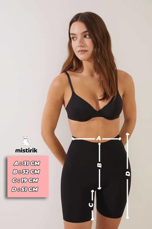 Porfy Model Inceltici Etkili Lazer Kesim Paçalı Iz Yapmaz Şort Korse Siyah Renk