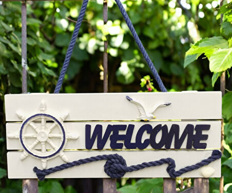 Dümenli Welcome Yazılı Denizci Kapı Süsü
