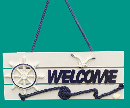 Dümenli Welcome Yazılı Denizci Kapı Süsü