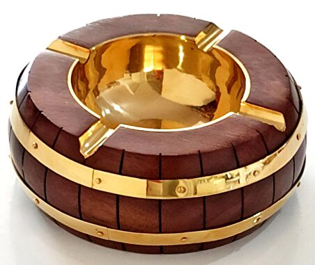 Maun Ağacından Ahşap Ve Sarı Pirinç Malzemeden Özel Tasarım Hediyelik Küllük