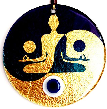 Yogacı Kız Nazar Boncuklu Duvar Süsü, Cam Hediyelik Eşya, Dekoratif Cam Duvar Dekoru