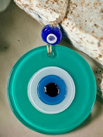 Yeşil Nazar Boncuklu Duvar Süsü 10 Cm Cam Duvar Dekoru