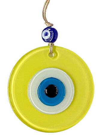 Mini Boy Sarı Nazar Boncuklu Duvar Süsü 10 Cm Cam Duvar Dekoru