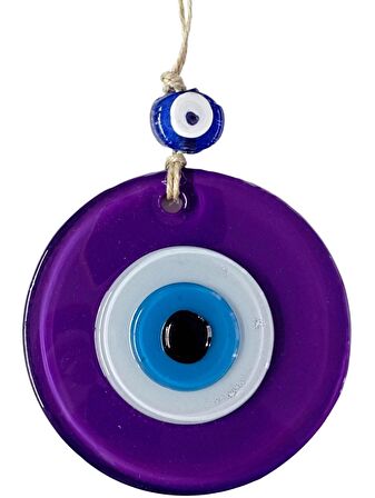 Mini Boy Mor Nazar Boncuklu Duvar Süsü 10 Cm Cam Duvar Dekoru