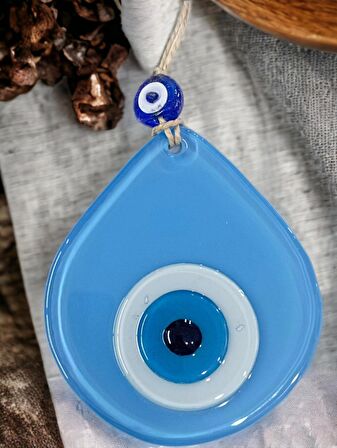 Orta Boy Mavi Damla Desen Nazar Boncuklu Duvar Dekoru Cam Duvar Süsü