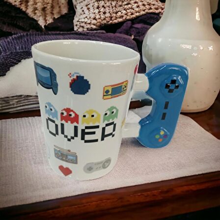 Game Over Joystick Kulplu Seramik Hediyelik Kupa Bardak Gamer Mug