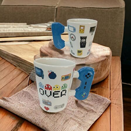 Game Over Joystick Kulplu Seramik Hediyelik Kupa Bardak Gamer Mug