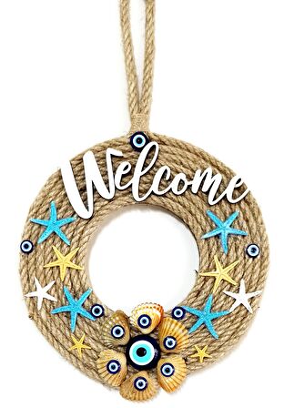 Nazar Boncuklu Deniz Yıldızlı Welcome Kapı Süsü