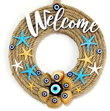 Nazar Boncuklu Deniz Yıldızlı Welcome Kapı Süsü