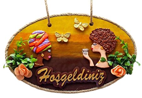 Keyifli Kadınlar El Yapımı Hoşgeldiniz Yazılı Kapı Süsü