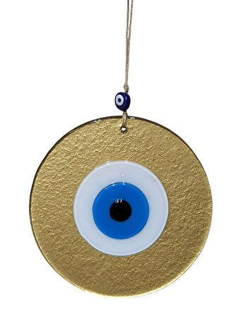 Gold Renk Cam Nazar Boncuklu 20 Santimetre Duvar Süsü