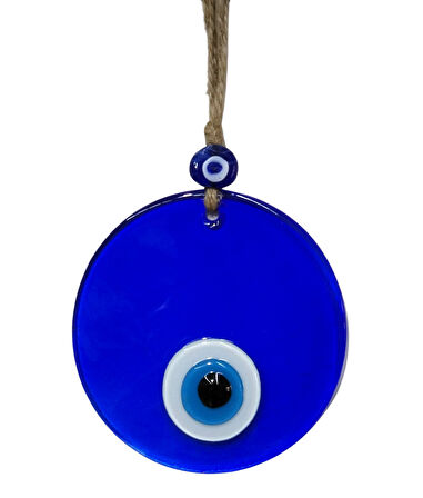 Nazar Boncuklu Şeffaf Mavi Cam Duvar Dekoru Hediyelik Eşya