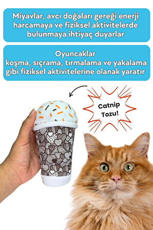 Miyav MiyavCafe 2'li Kedi Oyuncak Seti Catnipli Carameow Latte, Hışırtılı Kurabiye Sesli Kedi Oyuncakları