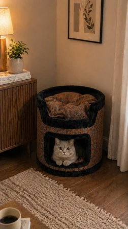 Miyusa 2 Katlı Kedi Evi – Modern, Konforlu ve Şık Kedi Yuvası