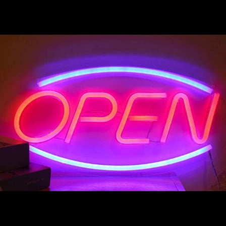 Özel Üretim Tabela İşıklı Mağaza Reklam Vitrin Dekoratif Tasarım Aydınlatma Gece Modu Open Yazılı Ne