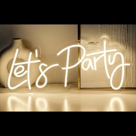 LET'S PARTY Yazılı Neon Led Parti Eşyası Duvar Dekoru Eğlence Objesi