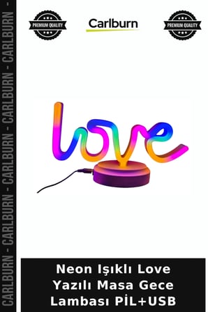 Neon Işıklı Love Yazılı Masa Gece Lambası PİL+USB Hediye Alternatif Dekoratif Ürün