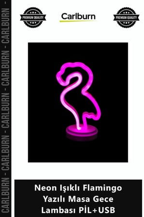 Özel Üretim Dekoratif Modern Estetik Neon Işıklı Flamingo Yazılı Masa Gece Lambası PİL+USB