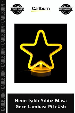 Özel Üretim Dekoratif LED Tasarım Estetik Modern 21x24 Neon Işıklı Yıldız Masa Gece Lambası Pil+Usb