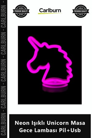 Ozel Uretim Dekoratif Hediye Cocuk Odasi Sik Modern Neon İsikli Unicorn Masa Gece Lambasi Pil+Usb